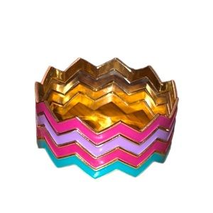 Teal Chevron Bangle Bracelet